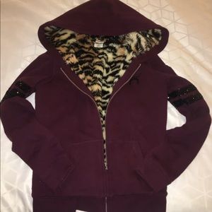 PINK Tiger Faux Fur Jacket Sequin Bling XS